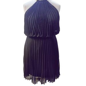 MSK Cocktail Dress Gold Collar Pleaded Black Sleeveless NWT‎ SKUW619